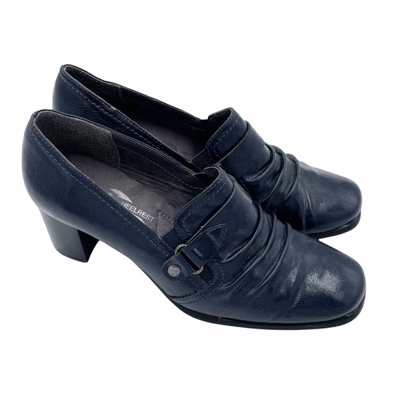 A2 By Aerosoles Shoes - A2 by Aerosoles Heelrest Women's Navy Blue Peacoat Heeled Loafers Size 6.5